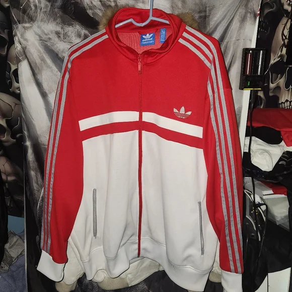 Very Rare Vintage Adidas Bb Red and White Firebird Windbreaker New Cond.Mens 2XL - Picture 9 of 10